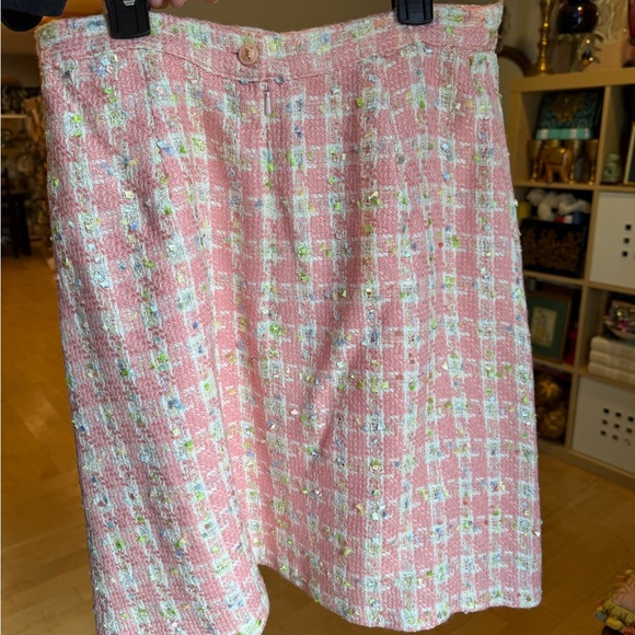 Italy Tweed Pink White and Green Tweed Jacket and skirt set - Picture 11 of 15